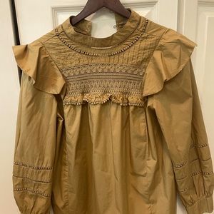J.CREW size S top with puffy sleeves.
